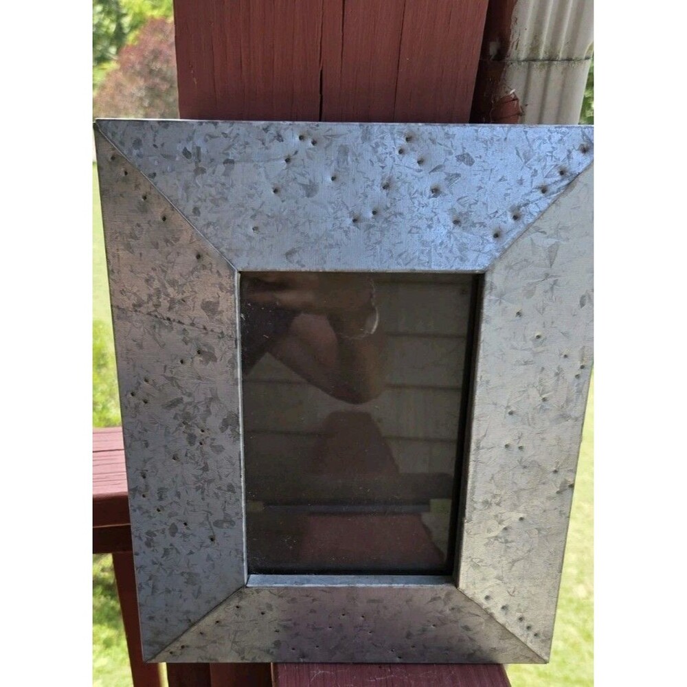 Metal 8x10 Picture Frame Grey/ Silver Pitted Metal By Creative